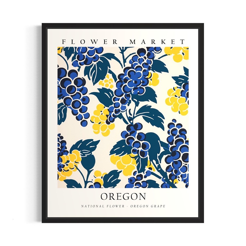 Oregon Flower Market Poster Art Print Botanical Collection For Bedroom Wall Art