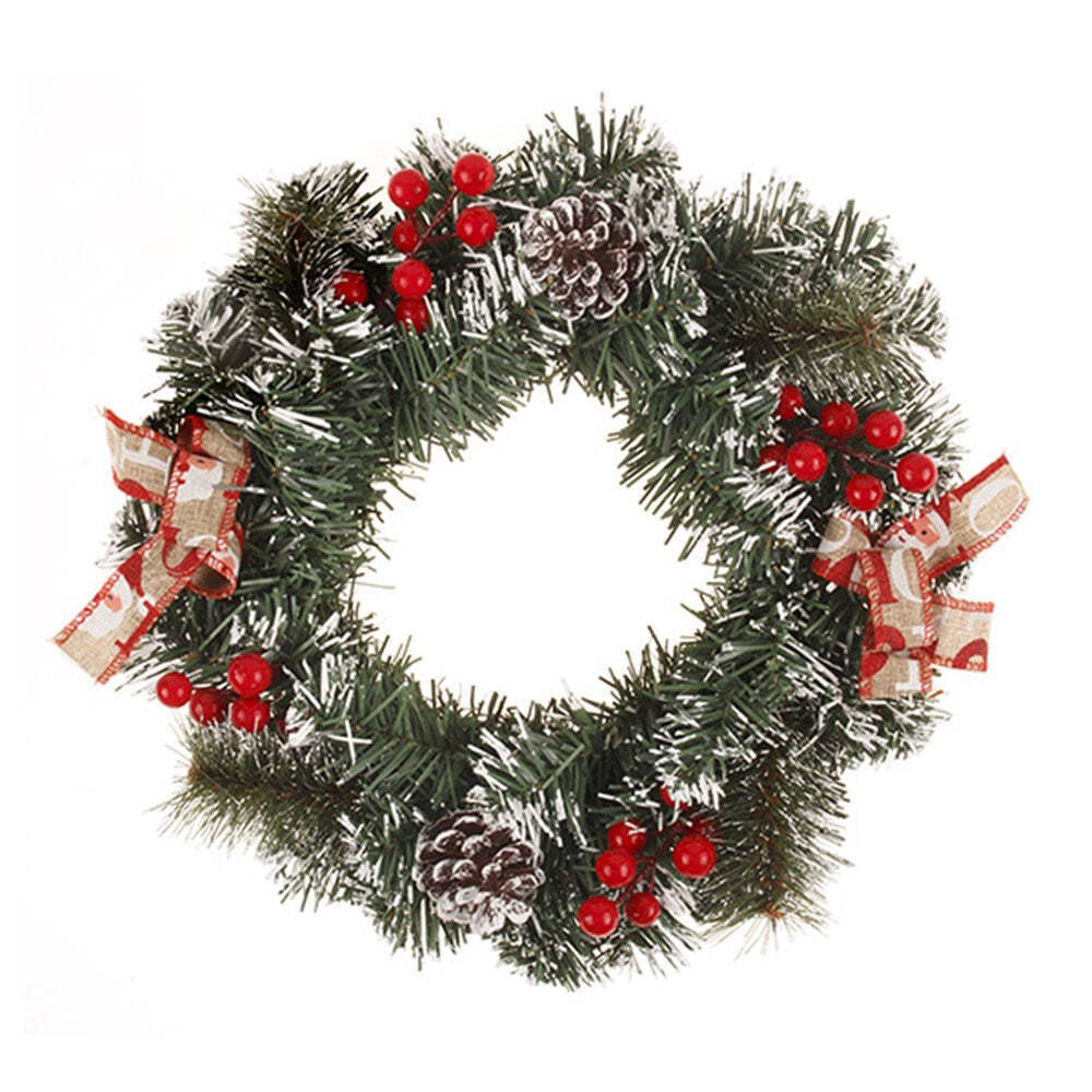 Christmas Traditional Green Red Accent Wreath or Table Centre Piece-image