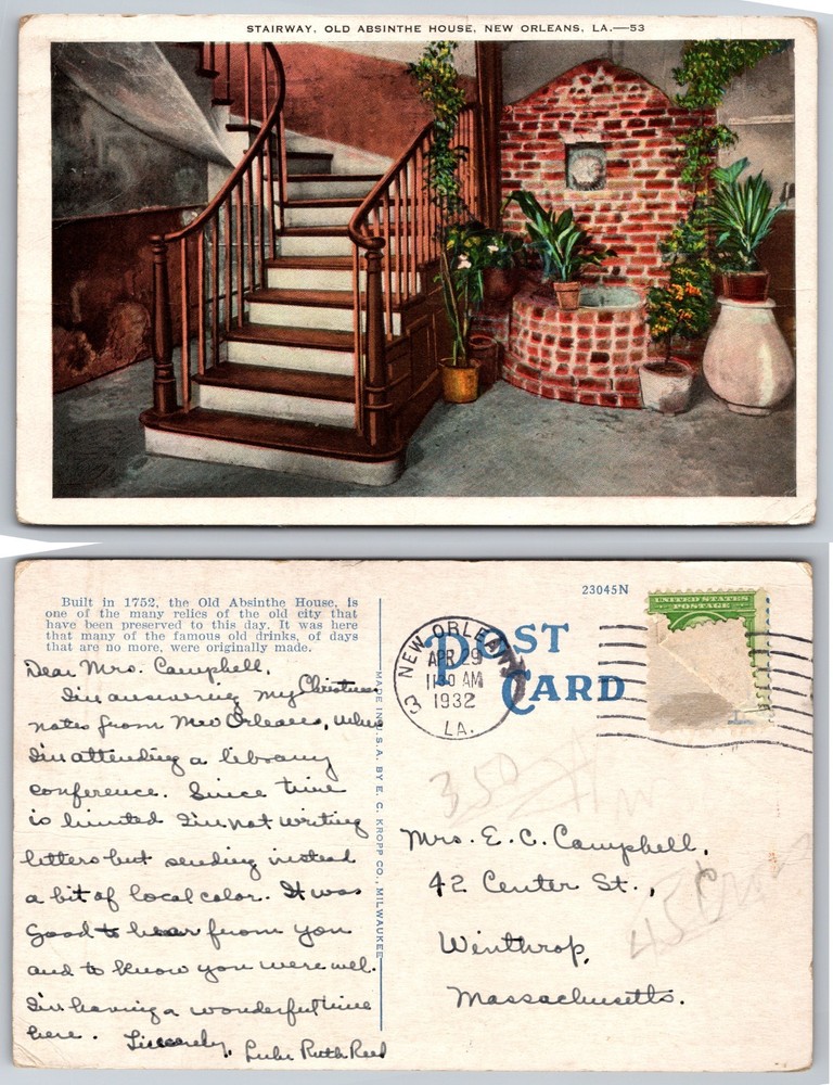 Stairway Old Absinthe House New Orleans Postcard-image