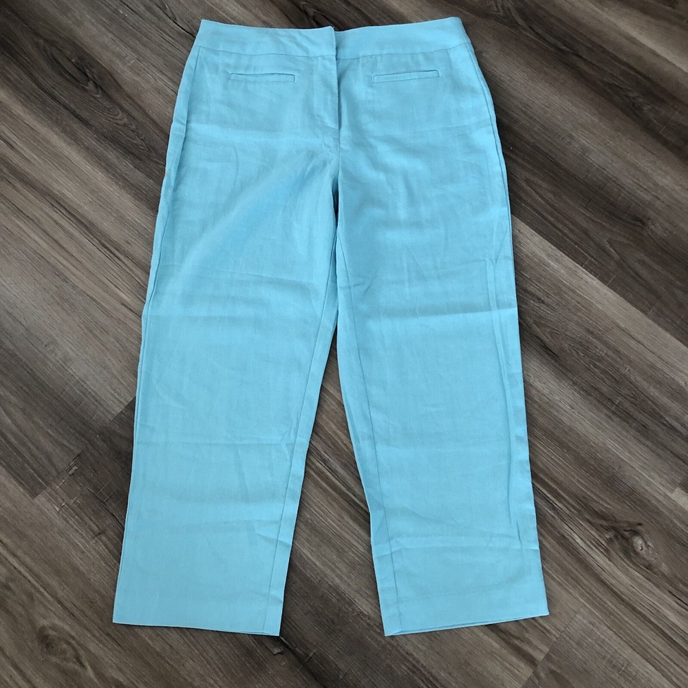 Chadwicks Light Teal Linen Blend Ankle/Cropped Pants Size 12