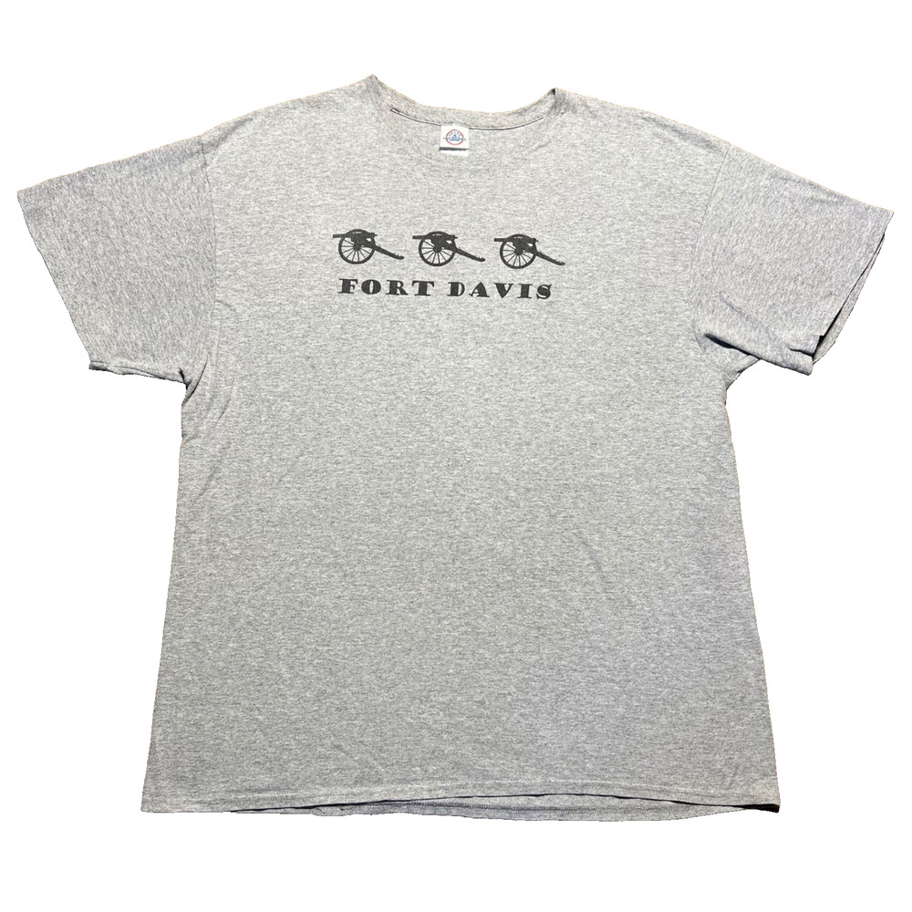 Fort Davis Cannon Graphic T Shirt Mens XL Gray Short Sleeve Delta Pro Weight