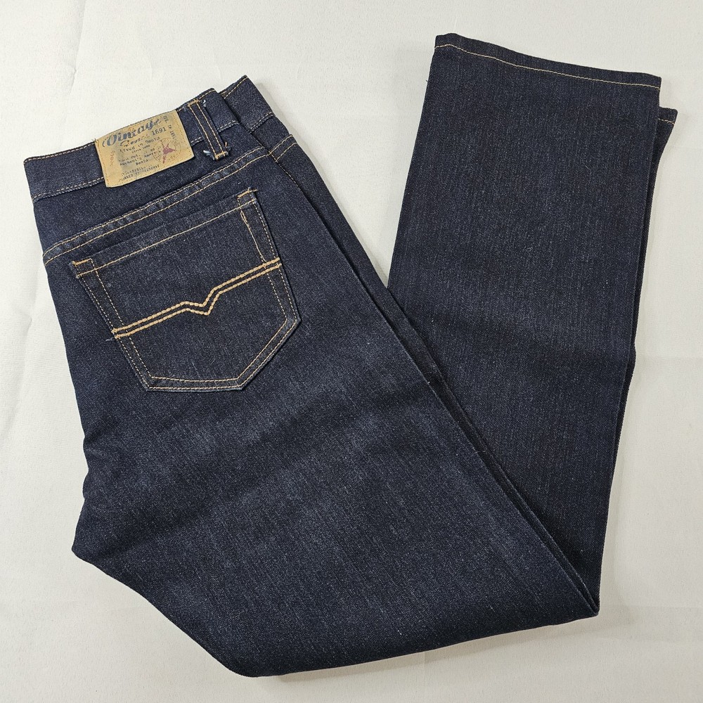 Vintage Genes 1891 Jeans Men's Size 32x32 Slim Straight Dark Stretch Denim READ⬇