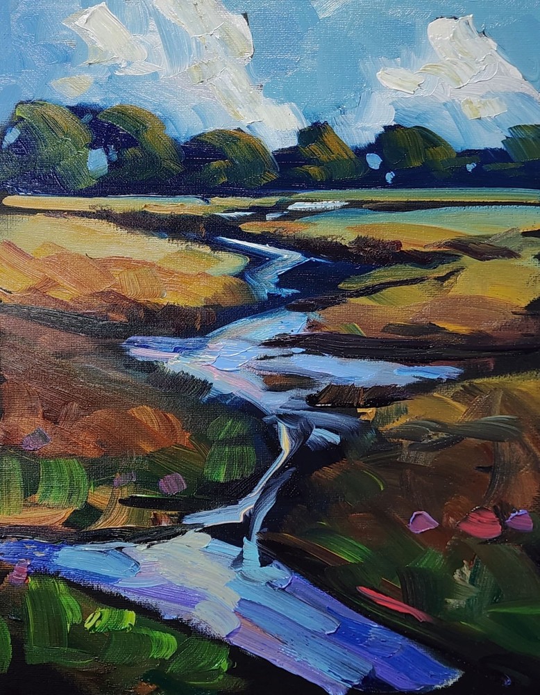 Original Vintage Style Impressionism Unique Signed Oil Painting Landscape Hawkin