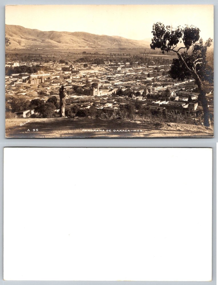 Vintage OSUNA RPPC Postcard Panorama de Oaxaca Mexico City View Mountains