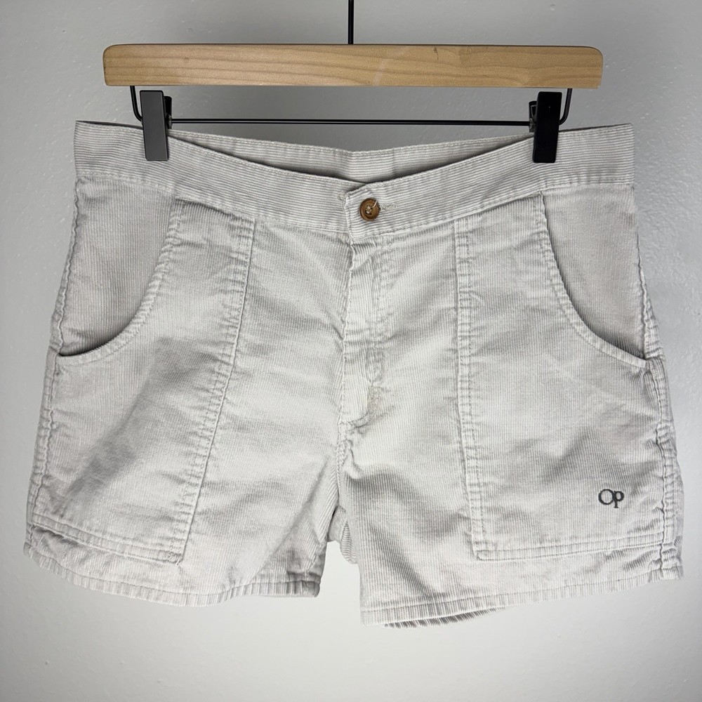 Vintage 80’s OCEAN PACIFIC OP Gray Corduroy Surf Shorts Fits Size 33 Inseam 4”