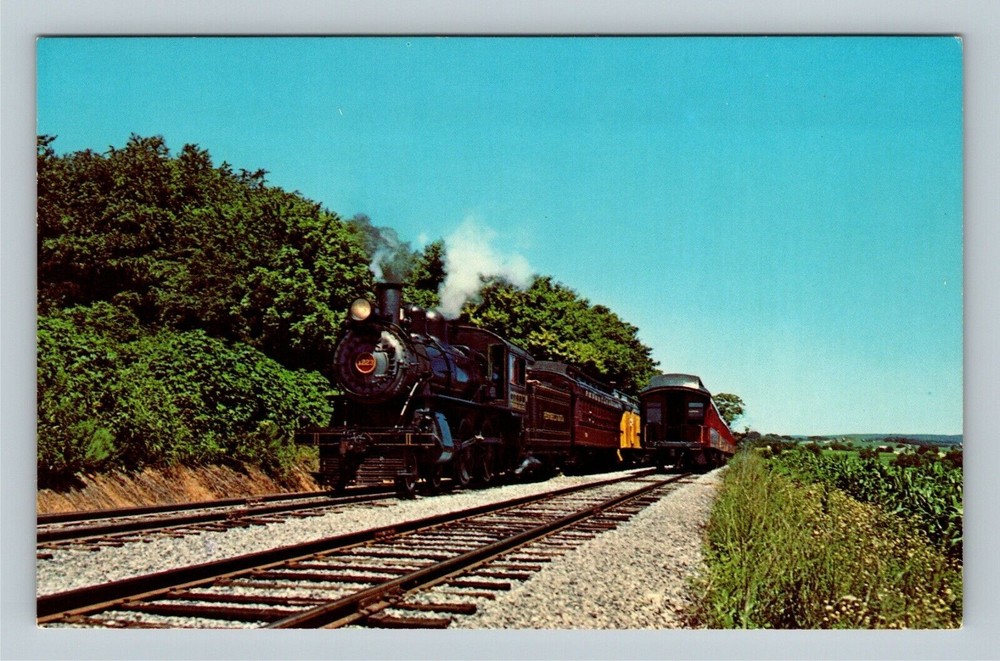 Strasburg PA Railroad Steam Engine Train Locomotive Chrome Pennsylvania Postcard