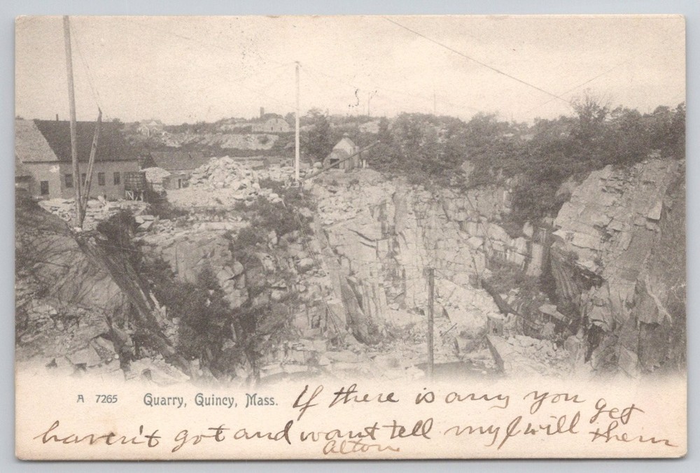 Quincy, Massachusetts Quarry Postcard 1909 Rotograph Kingston Mass.