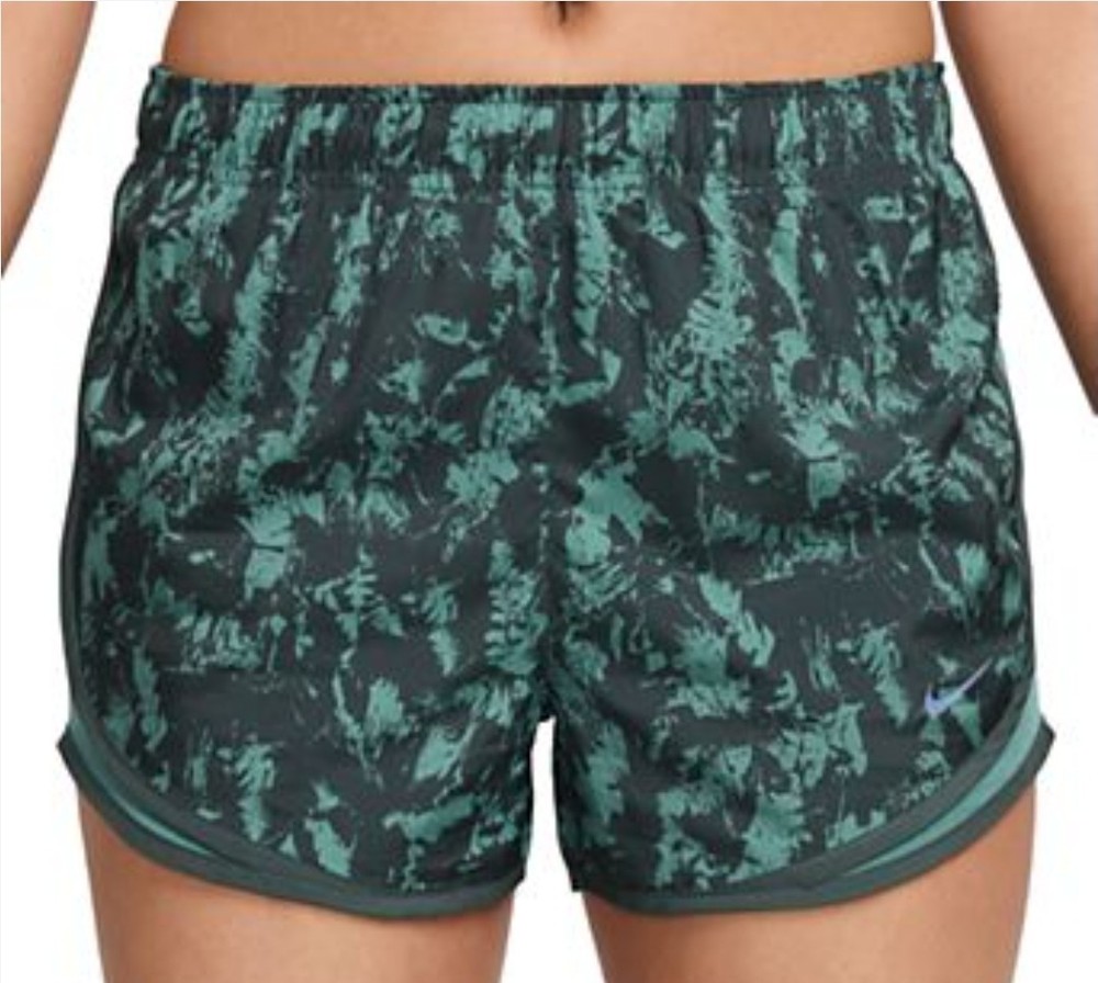 Nike Dri-fit Solid Tempo Running Shorts Printed Vtg Green Women's Sz Lrg