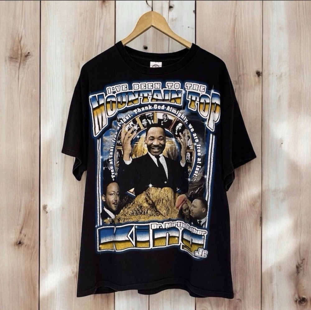 Vintage Martin Luther King Jr AOP Rap Tee Size XL  90s Y2K Black Shirt