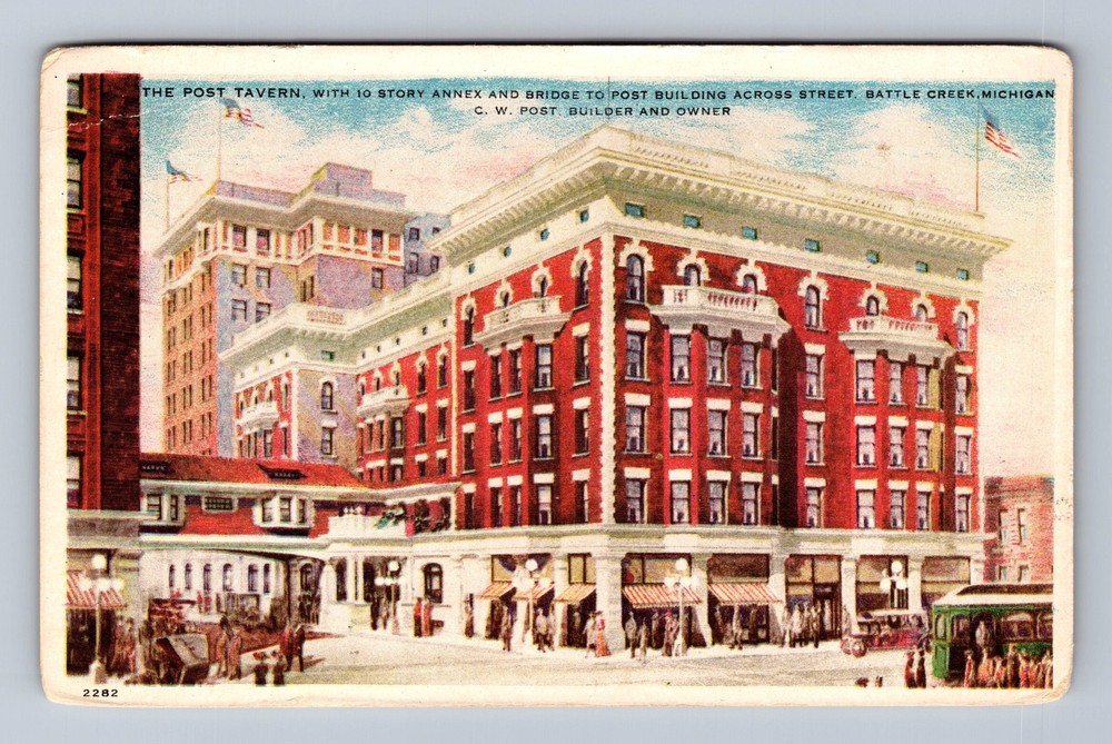 Battle Creek MI- Michigan The Post Tavern Vintage Postcard