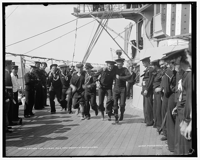 Photo:USS New York 1899 3 Legged Race Anniversary of Santiago Sailors