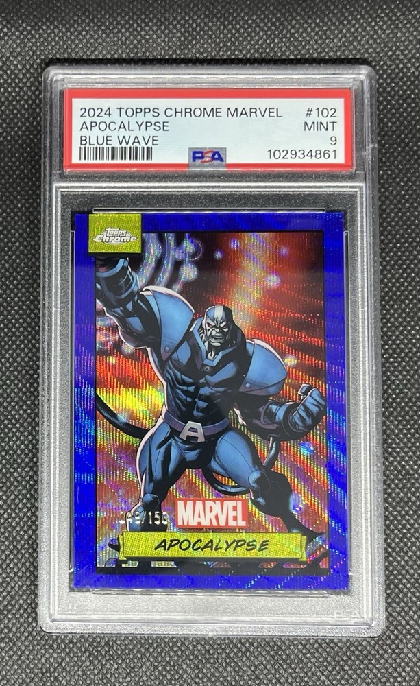 Apocalypse 2024 Topps Chrome Marvel Blue Wave Refractor /150 PSA 9