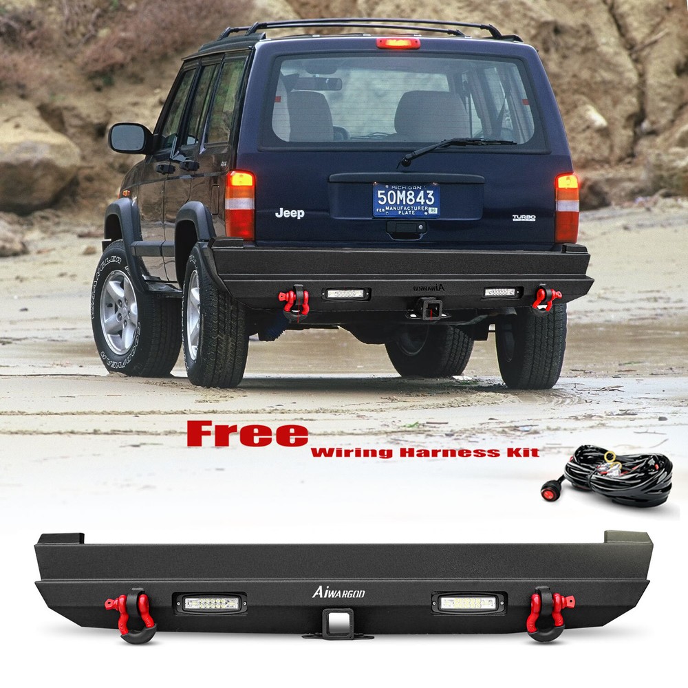 Rear Bumper For 1984-2001 Jeep Cherokee XJ (2/4 Doors) w/ Hitch Receiver Offroad