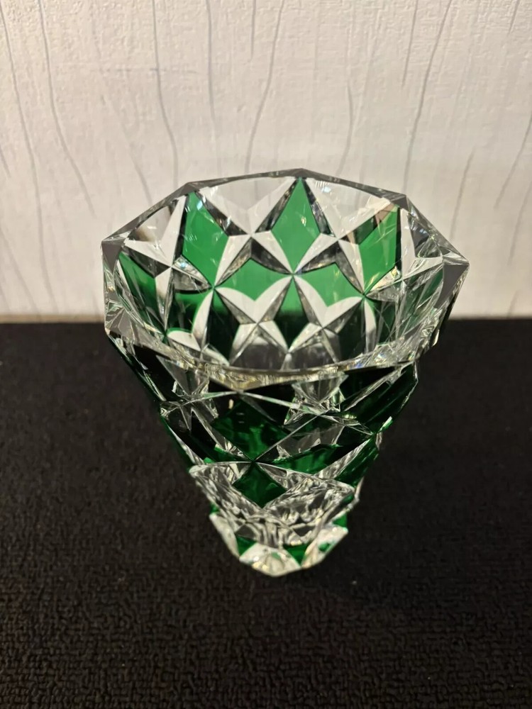 Red Green Crystal Vase From Saint Louis H:20Cm