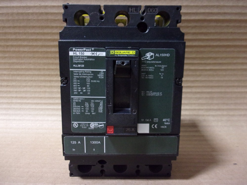 NEW Square D HLL HLL36025 3 Pole 25 Amp 600V Circuit Breaker HLP36025 NTO