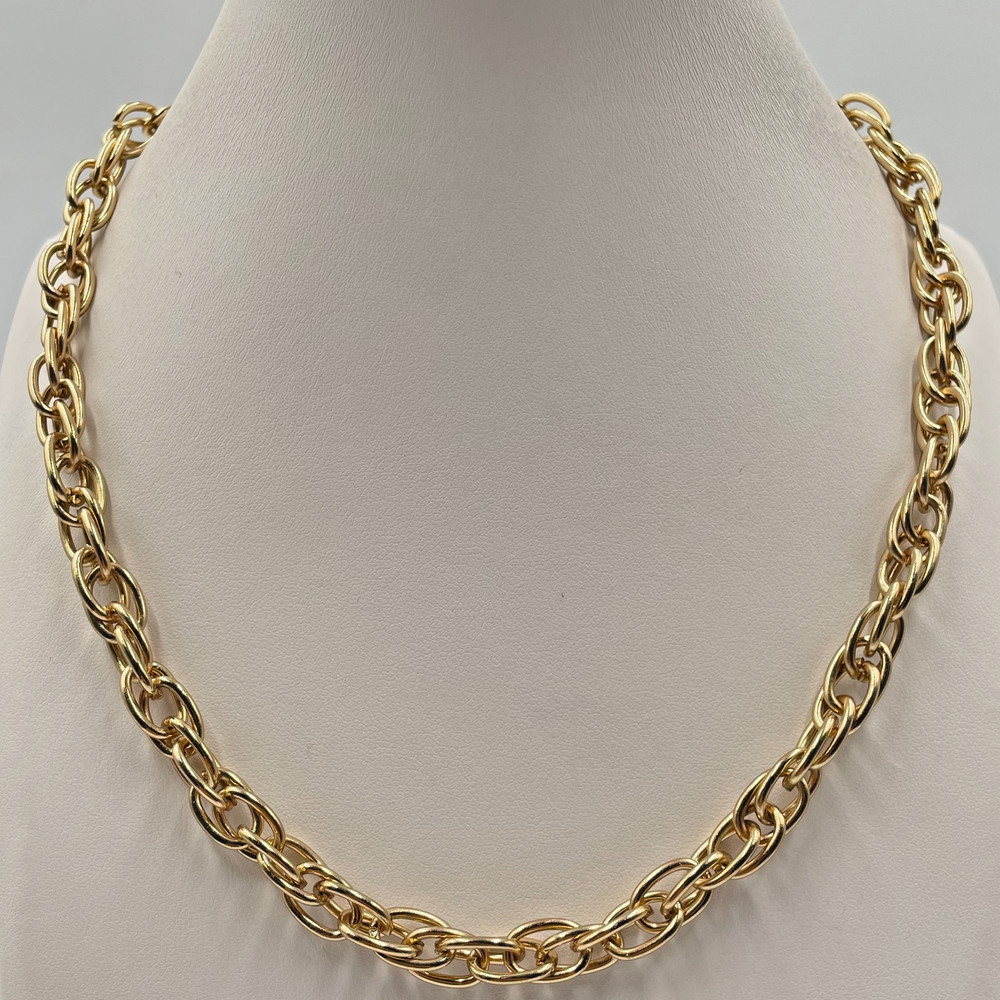 Vintage Gold Tone Chunky Double Link Cable Chain Necklace Retro Statement