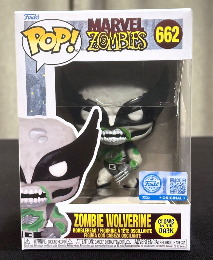 Funko Pop! Zombie Wolverine #662 Black & White Glow Exclusive w/ Protector GITD
