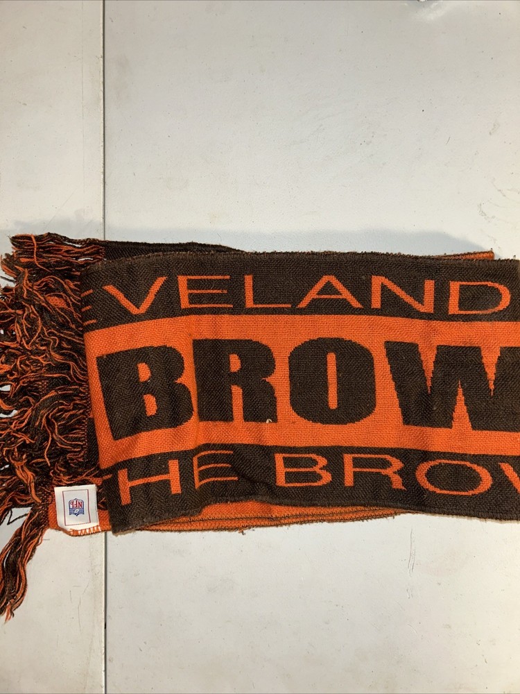Vintage NFL Cleveland Browns Orange Brown Embroidered Winter Scarf