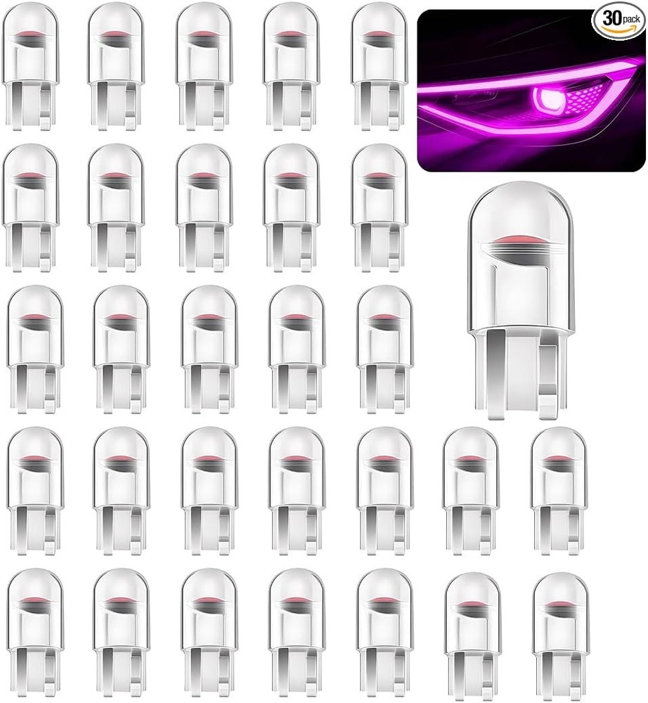 30PCS LED Light Bulbs, T10 0.36W 12V T10 Error Free Vehicle Interi Color: Pink