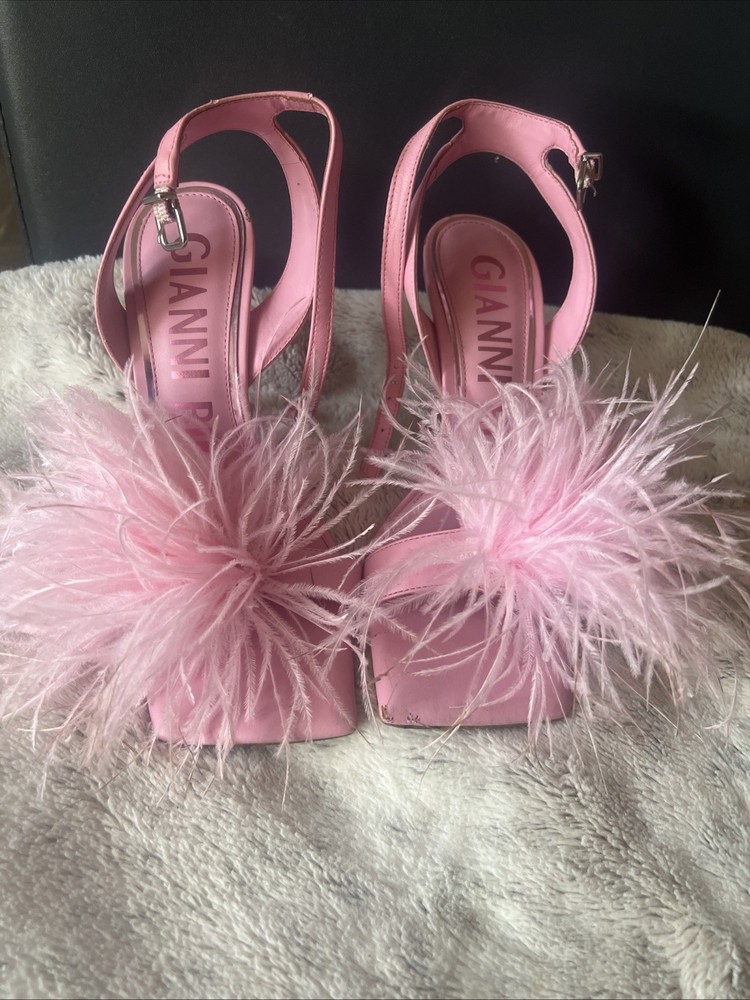 gianni bini heels pink with feather accents size USA 6.5