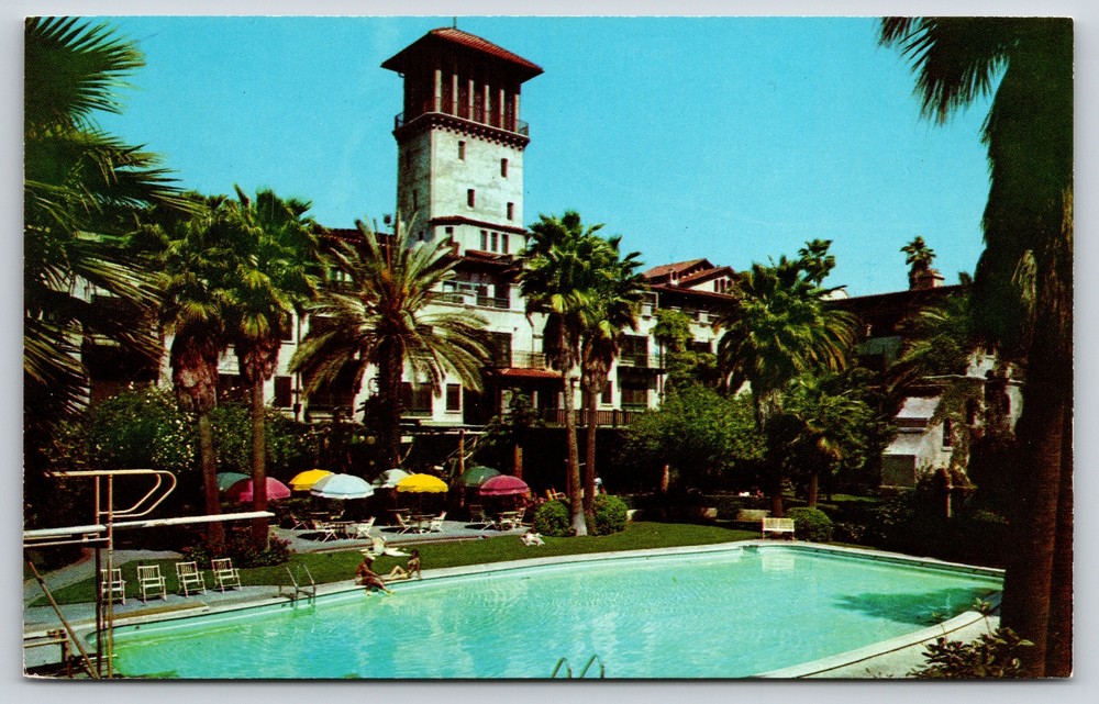 Hotel & Resort~Riverside California~Mission Inn Swimming Pool~1953 Postcard