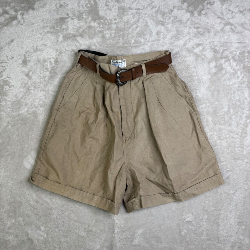 Women's Maggie Lawrence Genuine brown Linen Shorts Size 10 with belt Y2K