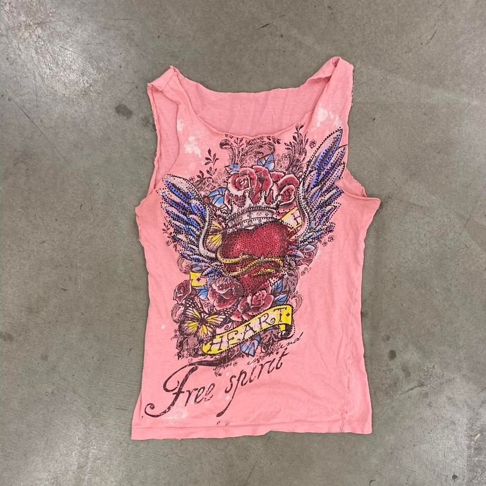 Vintage Y2K Womens Ed Hardy Style American Traditional Womens Tank Top Size S