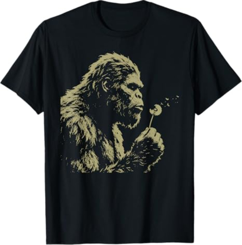 Blowing Wishes Funny Bigfoot Blowing Dandelion Vintage Art T-Shirt