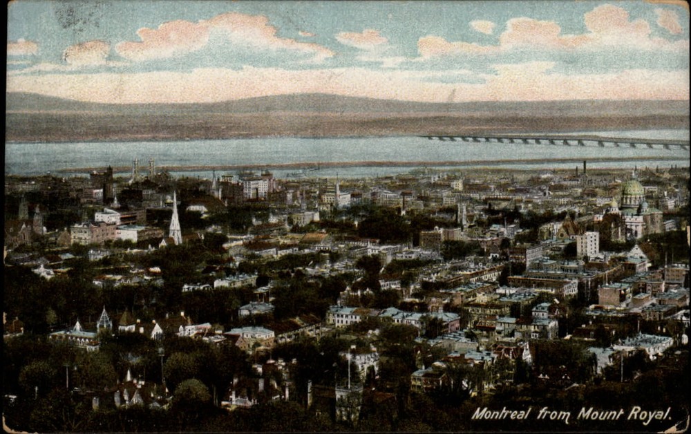 Montreal Quebec Canada from Mount Royal aerial view ~ 1909 vintage postcard