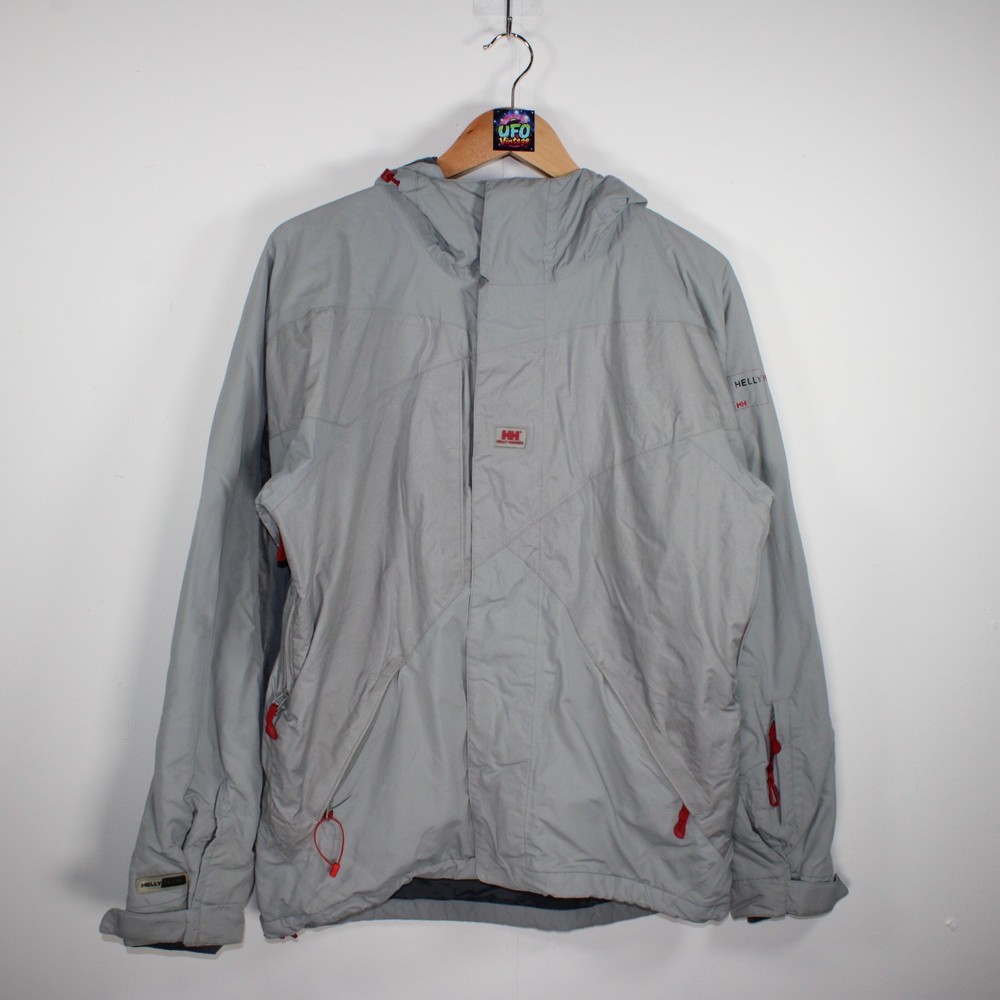 Vintage Helly Hansen Mens Small Grey Ski Snowboard Jacket Warm Gorpcore Outdoor