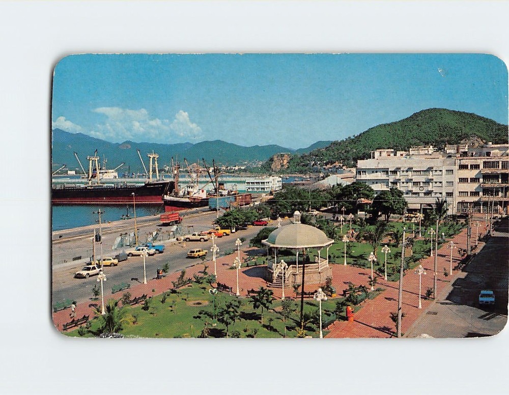 Postcard View of the Main Square and Interior Port Manzanillo Colima Mexico
