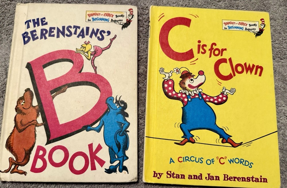 Vintage Berenstain Bears B Book & C Is For Clown HC Bright Early Books Lot