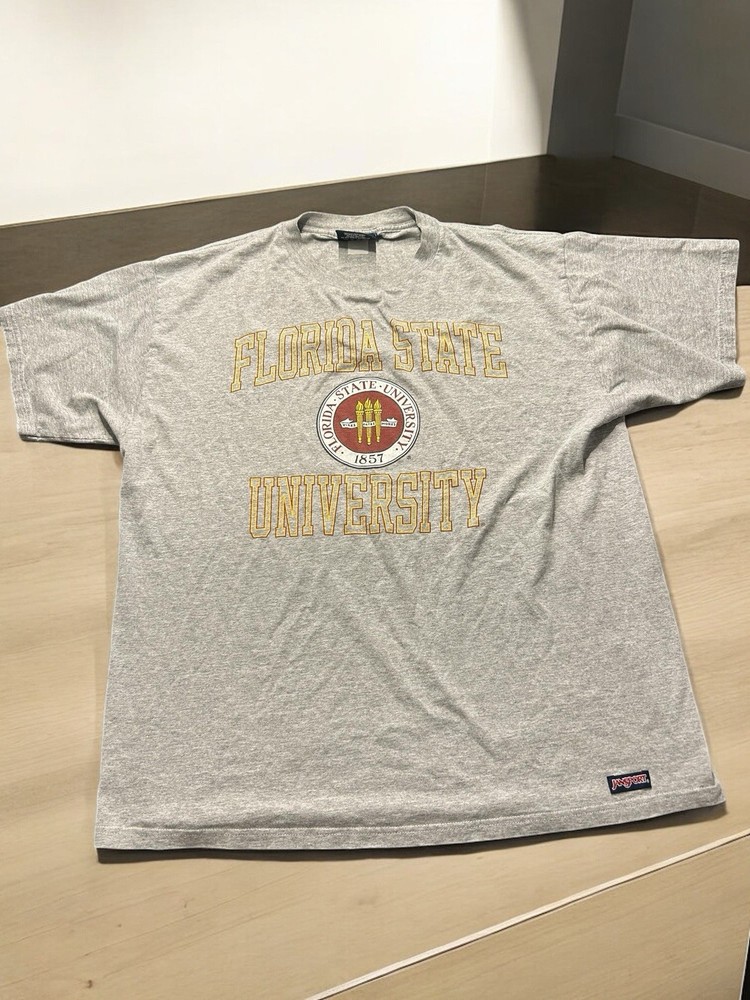 Vintage JanSport Florida State University T-Shirt XL Gray FSU Seal Tee
