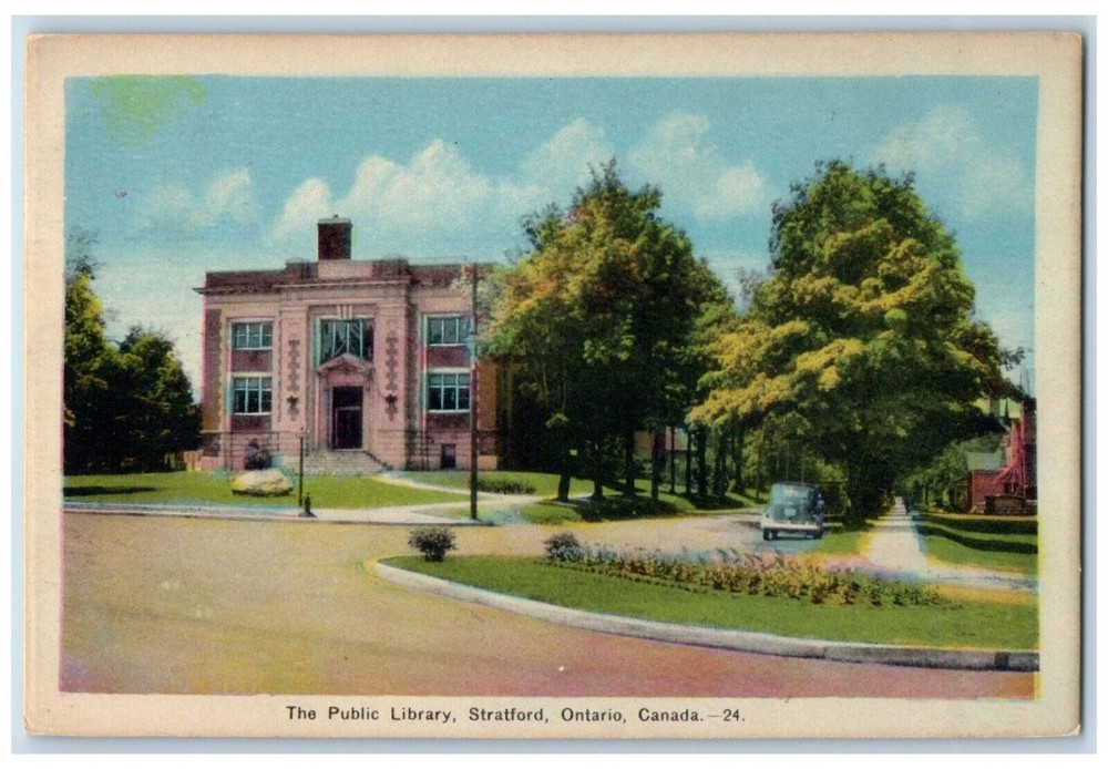 c1940's The Public Library Stratford Ontario Canada Antique Posted Postcard