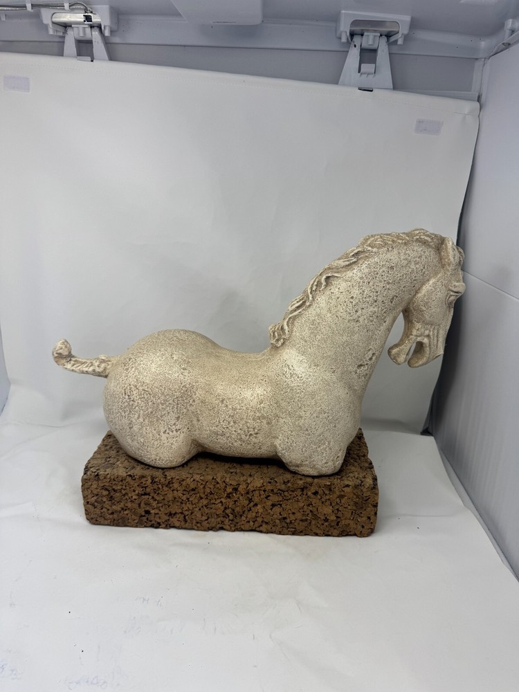 Antique Stone Horse Sculpture | Rustic Equestrian Art | Western Home Decor