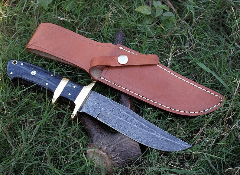 Custom Handmade Bob Loveless Sub Hilt Damascus Steel Hunting Knife Camping Knife