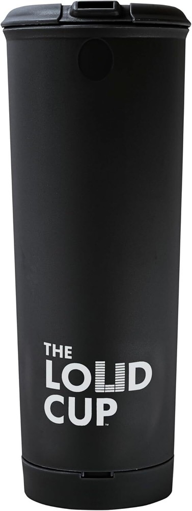 20 oz reusable sports fan tumbler with built-in speaker in black