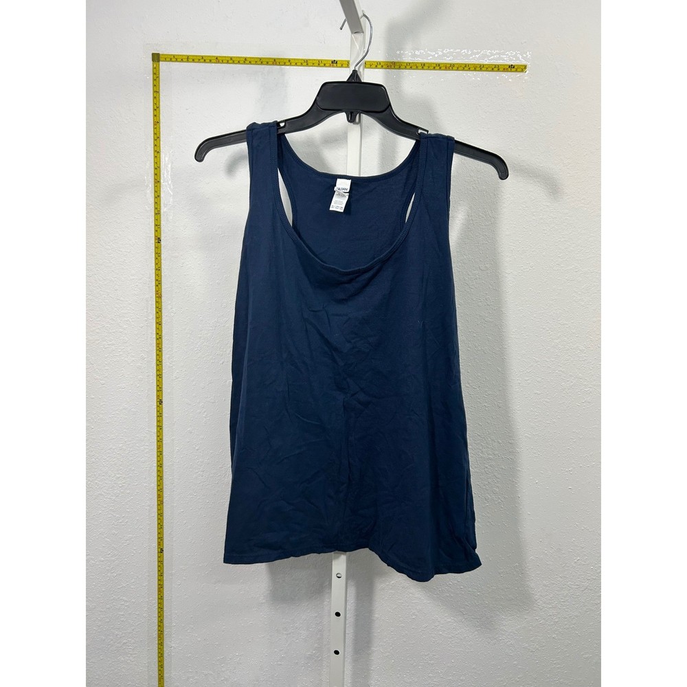 Gildan Softstyle Womens 2XL Navy Blue Cotton Racerback Tank Top Scoop Neck Solid