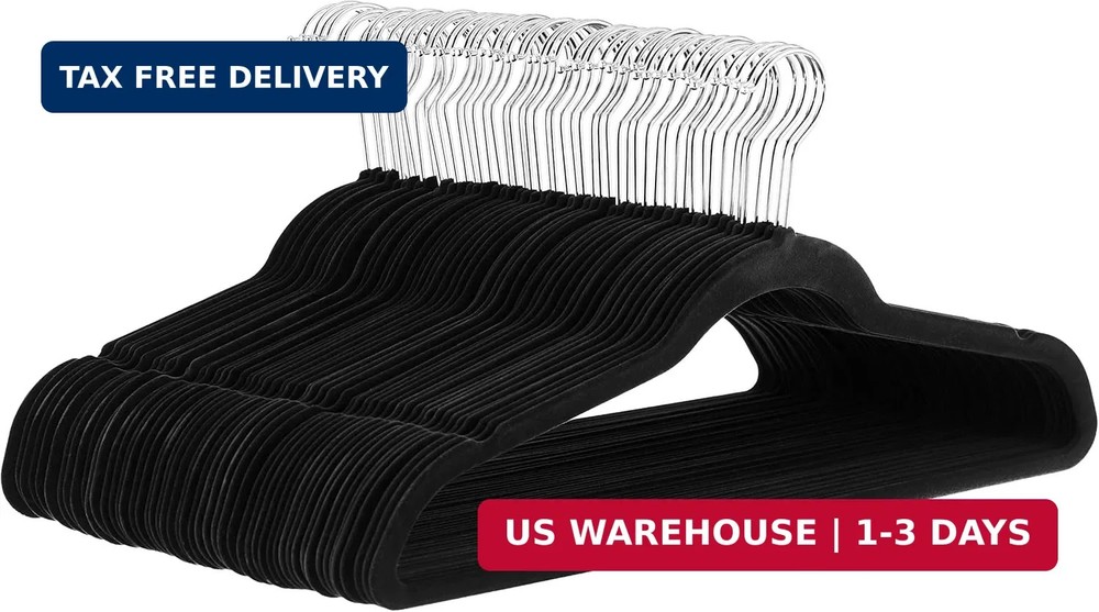 Amazon Basics Slim Velvet Non-Slip Space Saving Suit Clothes Hangers, Closet Org