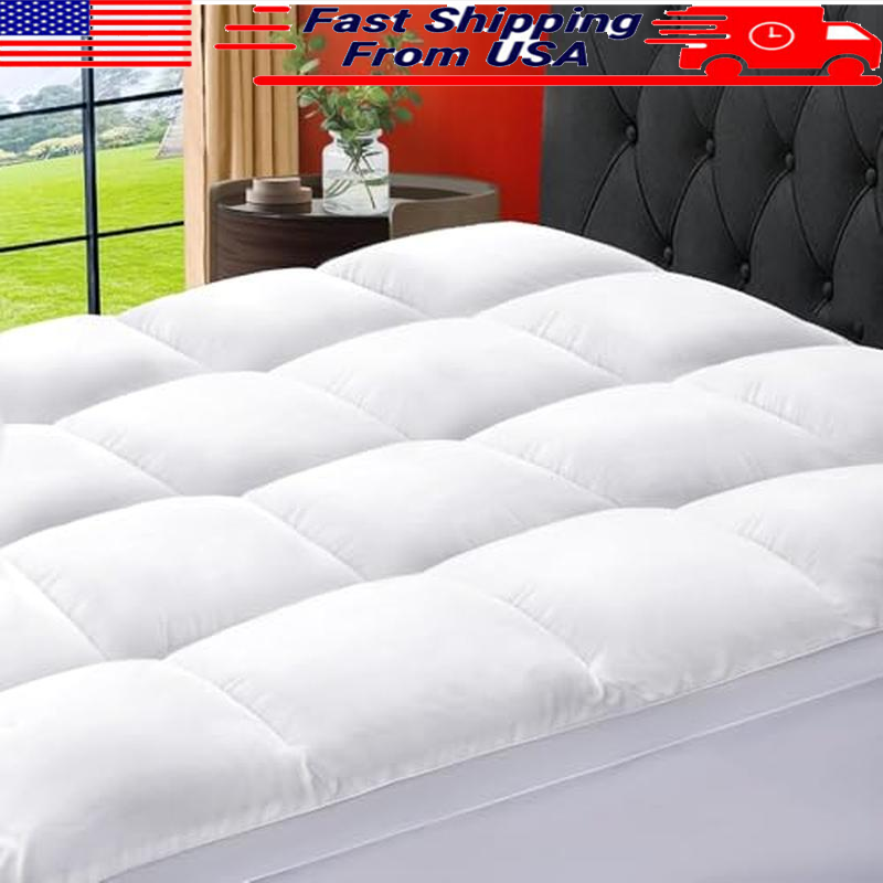 Extra Thick Queen Mattress Topper Deep Pocket Soft Down Alternative Cushion New