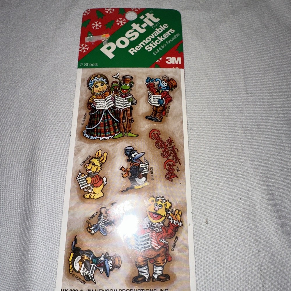 Vintage Muppets Christmas post-it removable stickers 2 sheets sealed