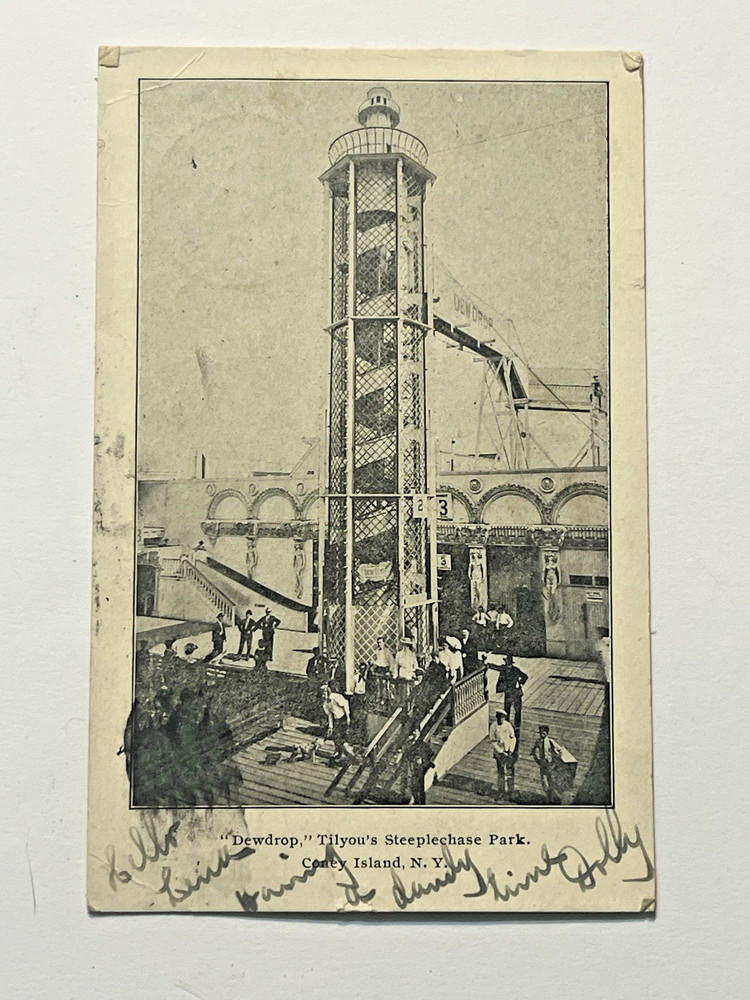 1906 Coney Island Dewdrop Tilyous Steeplechase Amusement Park NY Posted Postcard
