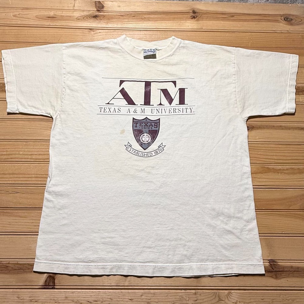 Vintage 80s Texas A&M University Aggies College NCAA Graphic T-Shirt USA - Large