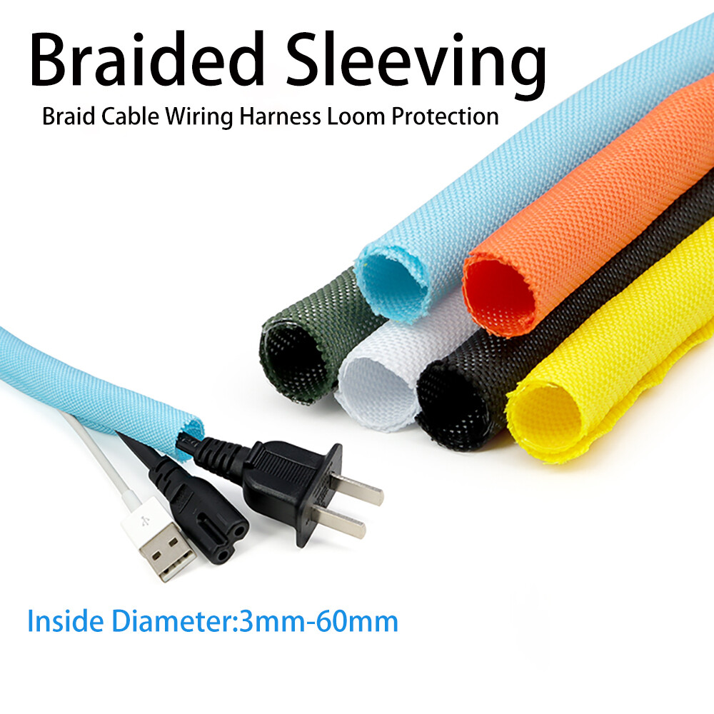 Braided Sleeving for Cable Wiring Harness Protection 6 Colors 3-60mm ID