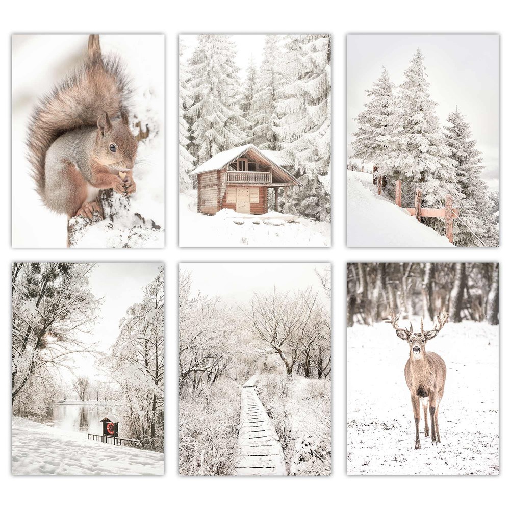 Winter Nature Wall Art Prints|Set of 6 Aesthetic Poster for Room Decor|Snowy ...