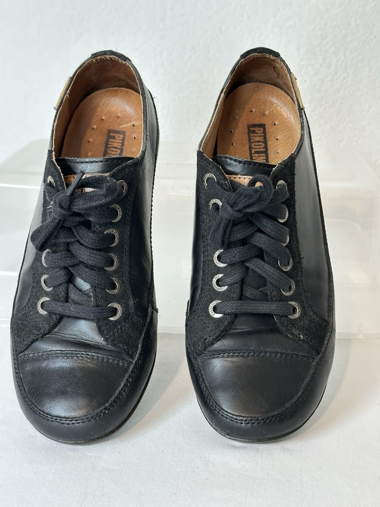 Pikolinos Black Leather Lace Up Sneakers Womens EU 37 6.5 - 7 US