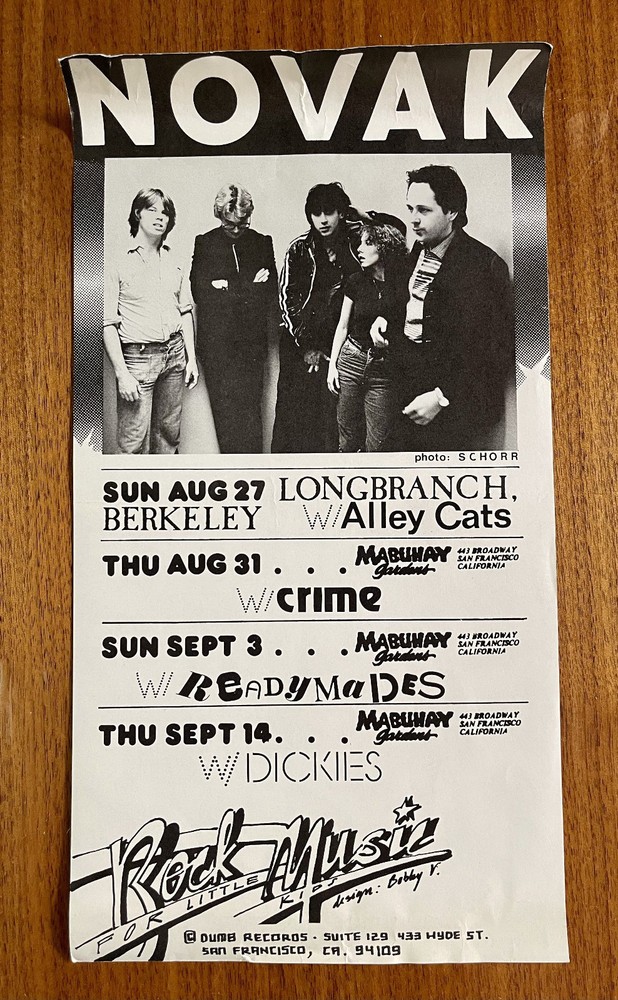 Vintage 1978 NOVAK CRIME Mabuhay Flyer Poster Dumb Records ORIGINAL Rare