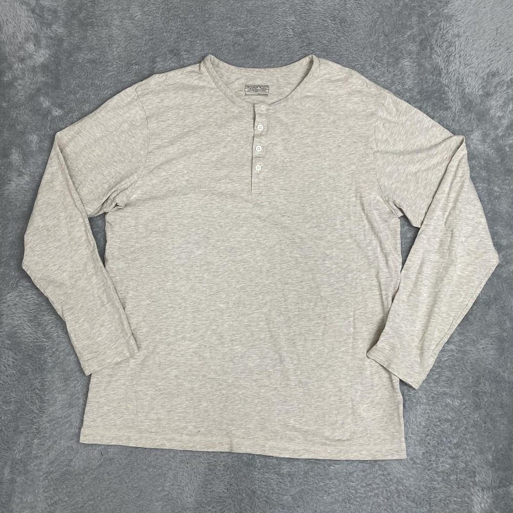 Patagonia Henley Shirt Men Large Light Gray Long Sleeve Organic Cotton Worn Wear