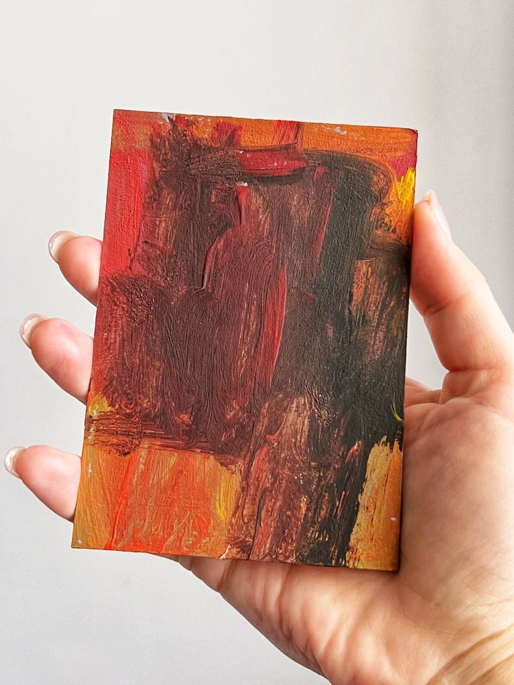 Red Brown Orange Black Abstract Art Minimalist Shelf Decor Windowsill Decoration