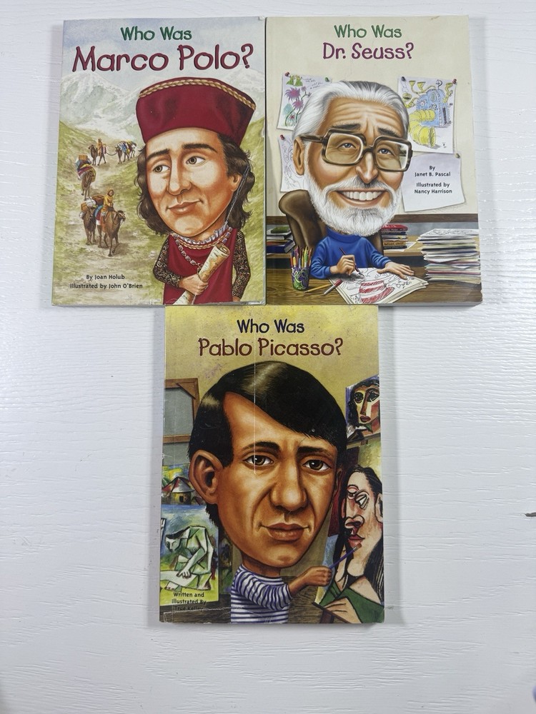 Who Was? Book Lot Dr Seuss Marco Polo Pablo Picasso Biography 3 Books History